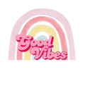 Rainbow with 'Good Vibes' text on a white background