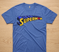 mock up of a blue short sleeve shirt with supermom logo